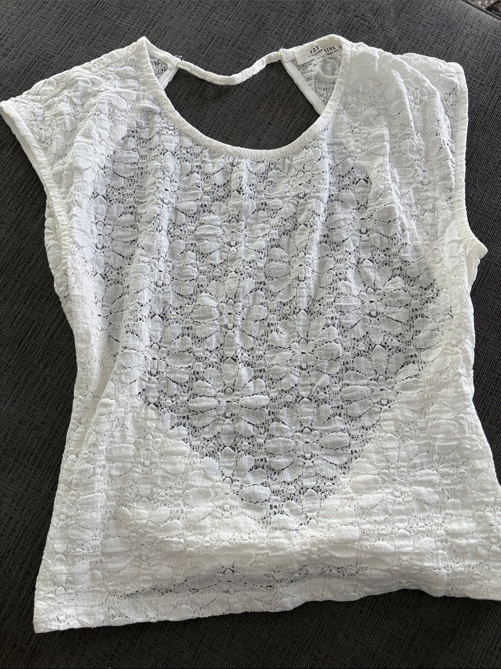 12th Tribe White Lace Camisole with Back Tie